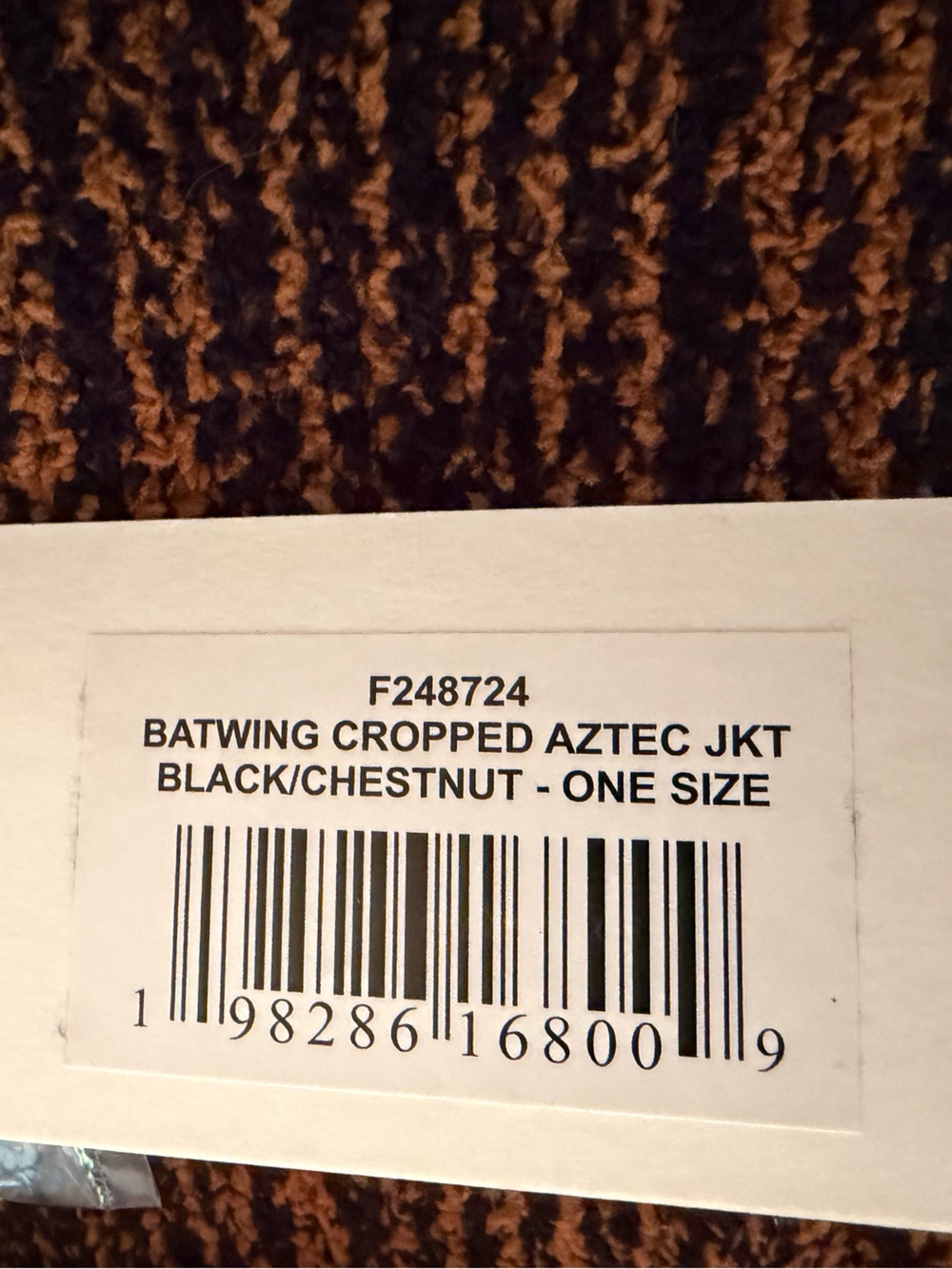 Kashwere Batwing Cropped Aztec Hooded Jacket NWT Black/Chestnut/Wheat O/S - Picture 6 of 8